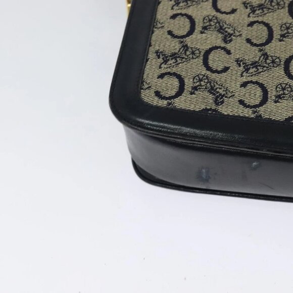 CELINE C Sulky Shoulder Bag Canvas Navy Gold - Picture 9 of 16